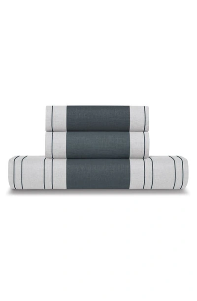 Shop Ella Jayne Home Stripe Linen & Cotton 3-piece Duvet Set In White Blue Wide Stripe