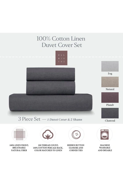 Ella Jayne Home Solid Linen & Cotton 3-piece Duvet Set In Charcoal