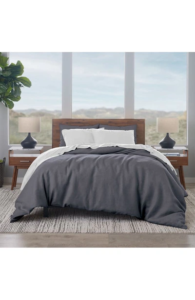 Shop Ella Jayne Home Solid Linen & Cotton 3-piece Duvet Set In Charcoal