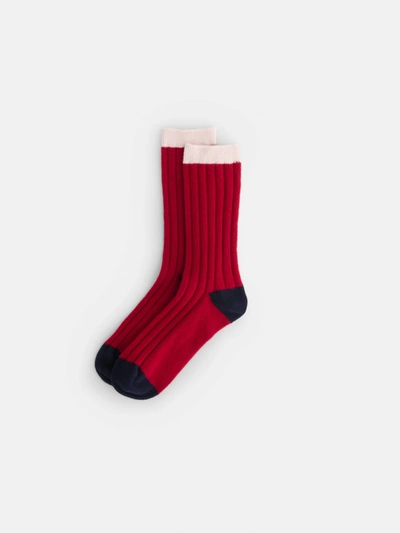Shop Alex Mill Cashmere Socks In Red/navy/ivory