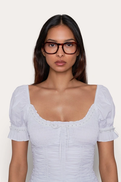 Shop Danielle Guizio Ny Les Glasses In Tortoise Clear