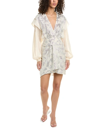 Shop Iro Surplice Silk & Linen-blend Mini Dress In White