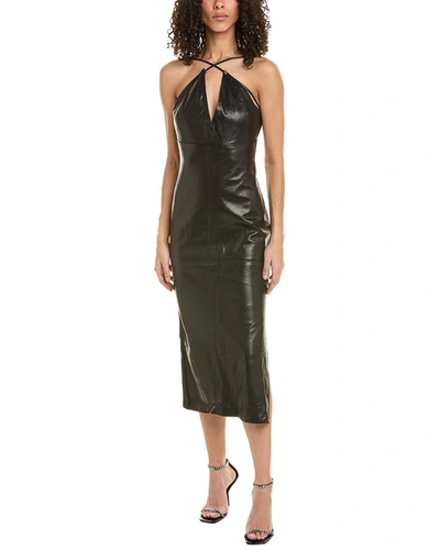 Shop Iro Leather Midi Dress In Black