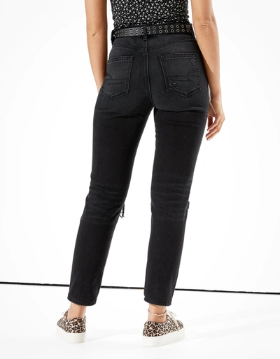 Shop American Eagle Outfitters Ae Ripped Mom Jean In Black