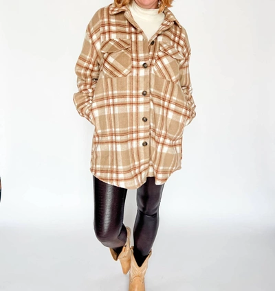 Shop Urban Daizy Authentically Me Plaid Shacket In Camel In Brown