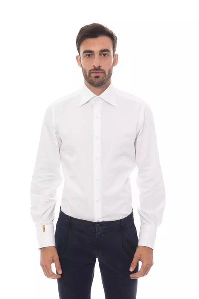 Shop Billionaire Italian Couture Cotton Men's Shirt In White