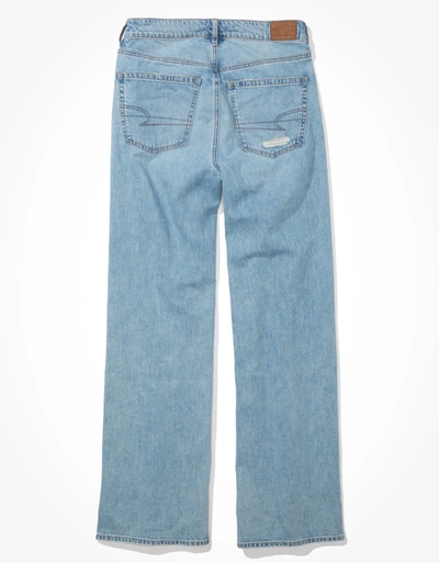 Shop American Eagle Outfitters Ae Ripped Super High-waisted Baggy Wide-leg Jean In Blue