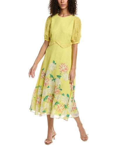 Shop Ted Baker Midi Tea Dress In Yellow