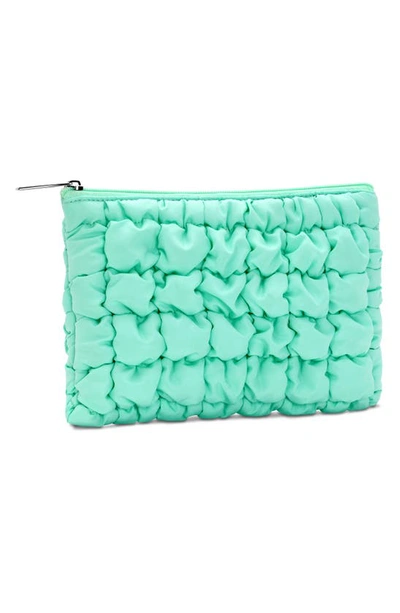 Shop Iscream Kids' Puffy Quilted Zip Pouch In Mint Green