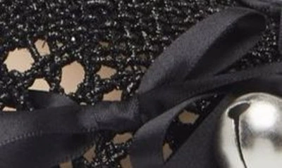 Shop Simone Rocha Bell Charm Crochet Ballet Flat In Black/ Black/ Pearl