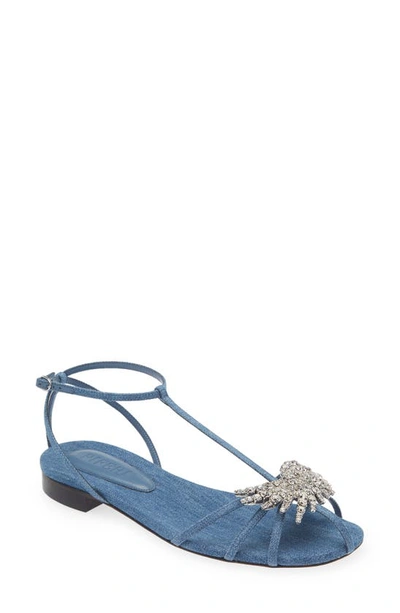 Shop Piferi Maggio Denim Flat Sandal In Blue