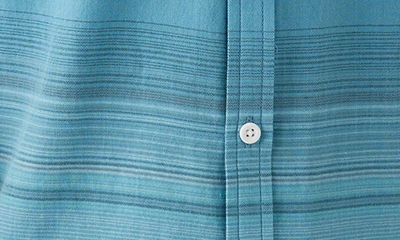 Shop O'neill Kids' Seafaring Stripe Short Sleeve Organic Cotton Button-up Shirt In Blue Fade