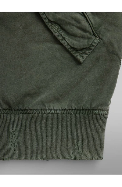 Alpha Industries L-2b Rip & Repair Bomber Jacket In Green