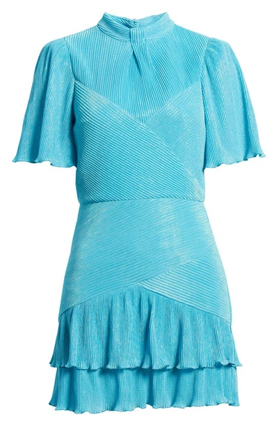 Saylor Fione Ruffle Cocktail Minidress In Cornflower Blue