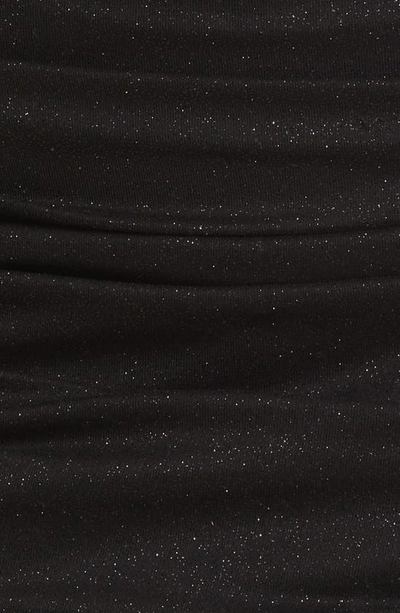 Shop Jump Apparel Ruched Glitter Long Sleeve Minidress In Black