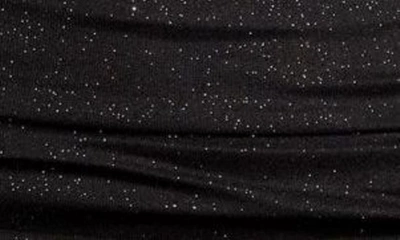 Shop Jump Apparel Ruched Glitter Long Sleeve Minidress In Black