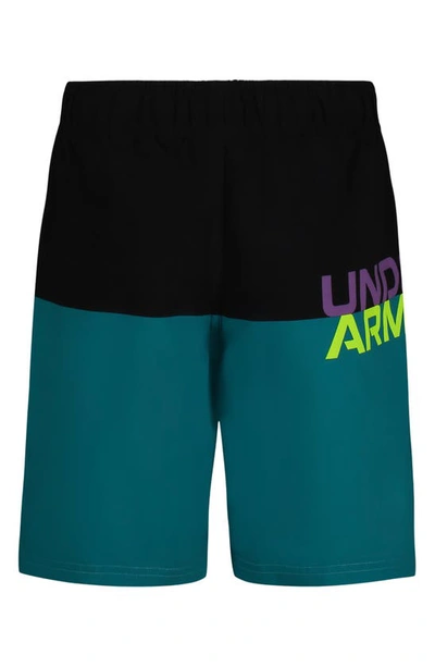 Shop Under Armour Kids' Logo Colorblock Volley Swim Trunks In Circuit Teal