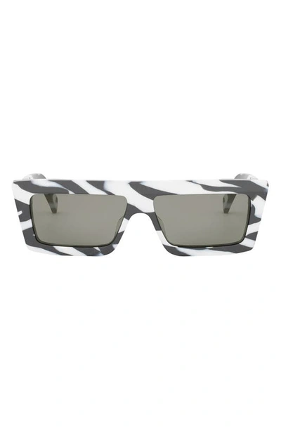 Shop Celine Monochroms 57mm Rectangular Sunglasses In Black/ White / Smoke