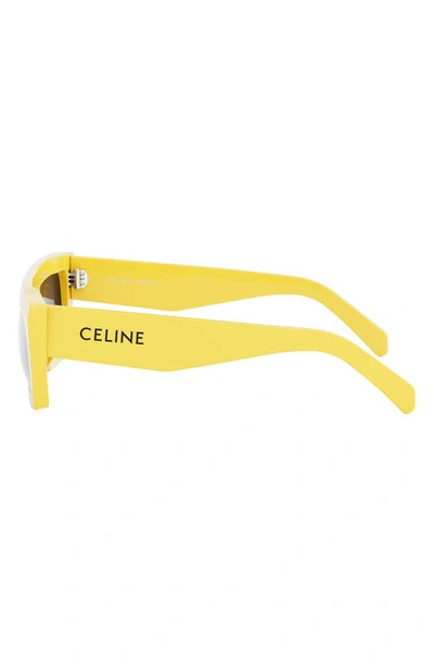 Shop Celine Monochroms 57mm Rectangular Sunglasses In Shiny Yellow / Smoke