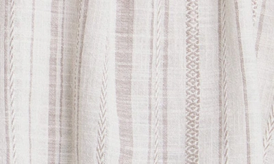 Splendid Farrah Linen Stripe Puff-sleeve Top In Fawn Yarn Dye