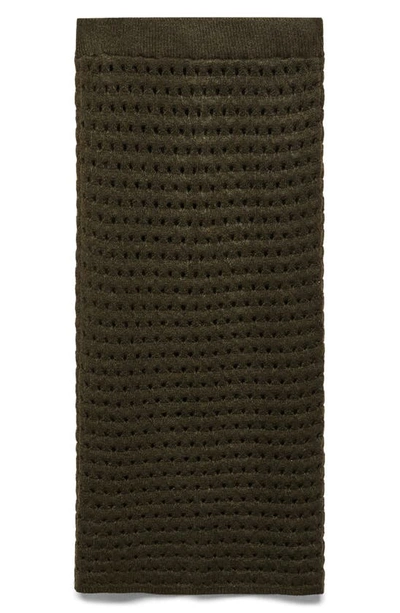 Mango Open Stitch Knit Midi Skirt In Khaki