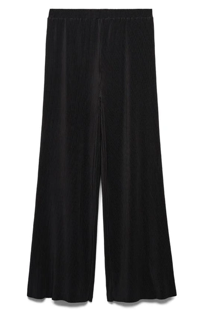 Shop Mango Pleated Wide Leg Pants In Black