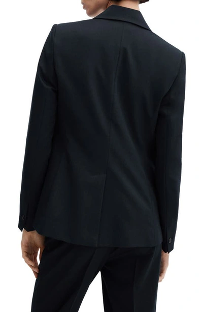 Mango Fitted Suit Blazer In Dark Navy