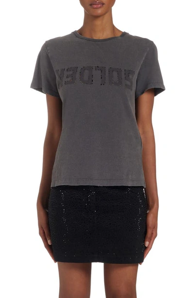 Shop Golden Goose Distressed Logo Graphic T-shirt Dress In Anthracite