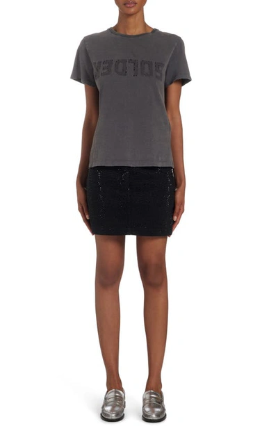 Shop Golden Goose Distressed Upside Down Logo Cotton Graphic T-shirt In Anthracite