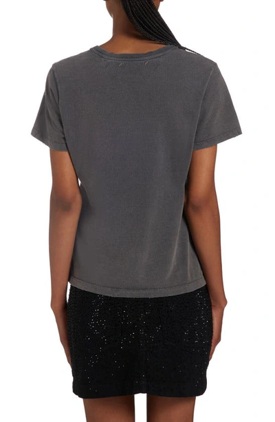 Shop Golden Goose Distressed Upside Down Logo Cotton Graphic T-shirt In Anthracite