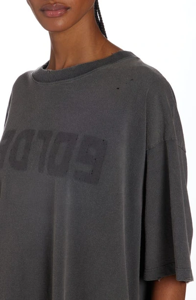 Golden Goose Doris Upside Down Logo Cotton Graphic Tee In Anthracite