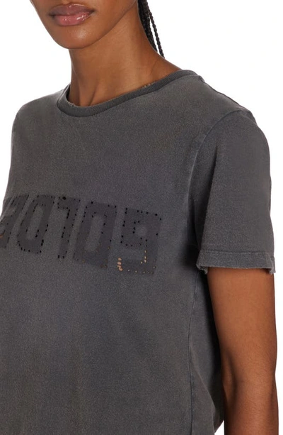 Golden Goose Doris Cotton T-shirt With Logo Detail In Anthracite