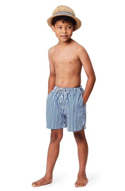 Shop Snapper Rock Kids' Denim Stripe Comfort Swim Trunks In Blue