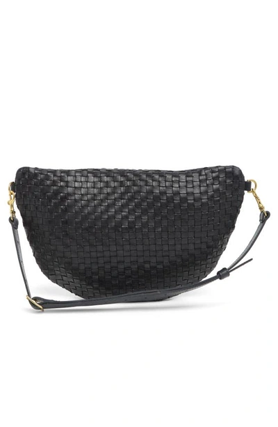 Shop Clare V Grande Woven Leather Belt Bag In Twilight Woven Checker