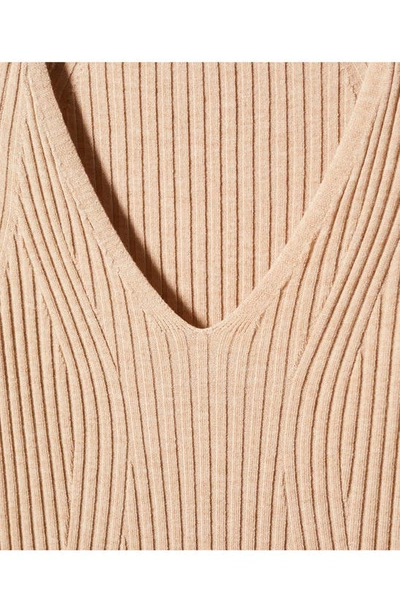 Mango Robe Midi Maille Ceinture In Sand