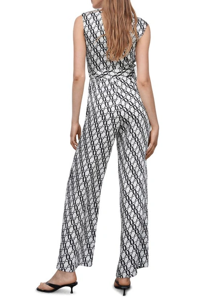 Mango Chain-print Jumpsuit Black In Black