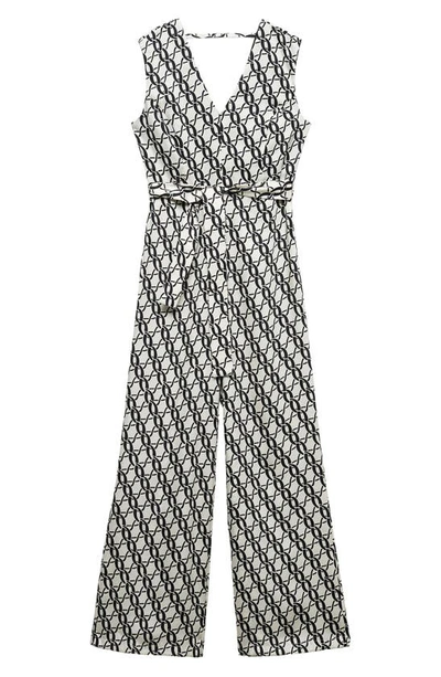 Mango Chain-print Jumpsuit Black In Black