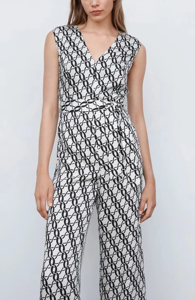 Mango Chain-print Jumpsuit Black In Black