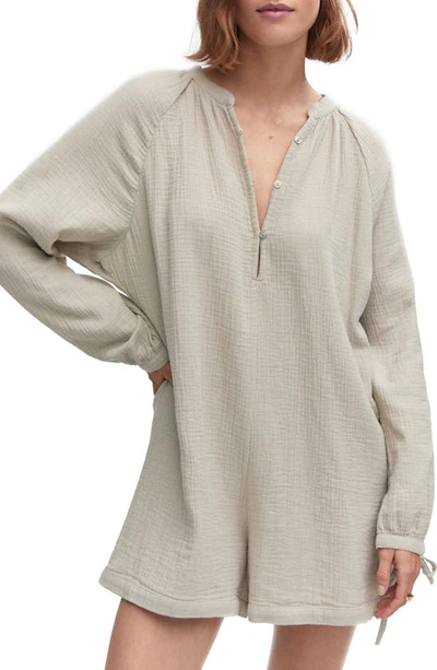 Mango Short Jumpsuit With Buttons Light/pastel Grey In Light/ Pastel Grey
