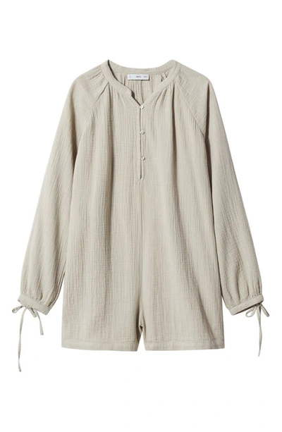 Mango Short Jumpsuit With Buttons Light/pastel Grey In Light/ Pastel Grey