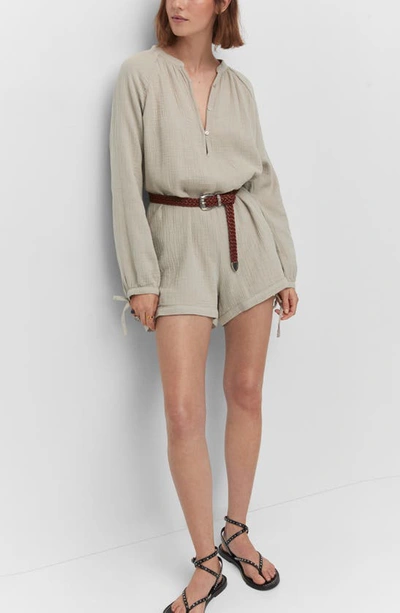 Mango Short Jumpsuit With Buttons Light/pastel Grey In Light/ Pastel Grey