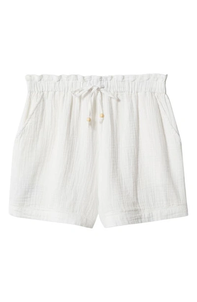 Shop Mango Cotton Gauze Drawstring Shorts In White