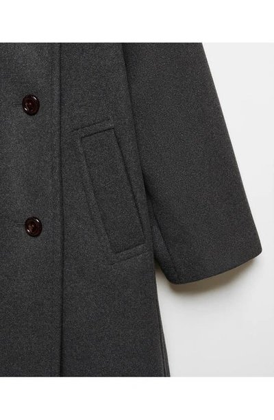 Shop Mango Asymmetric Lapel Wool Blend Coat In Grey