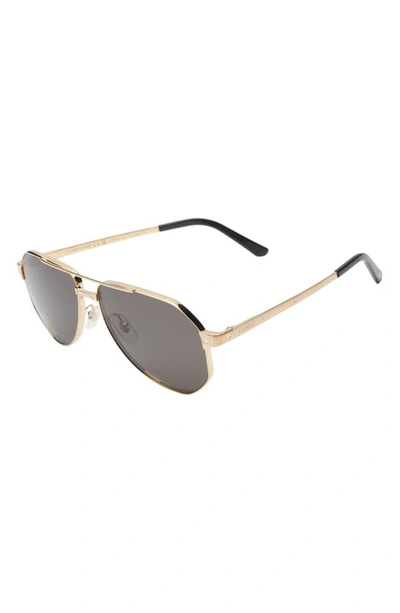 Shop Cartier 60mm Polarized Pilot Sunglasses In Gold 1