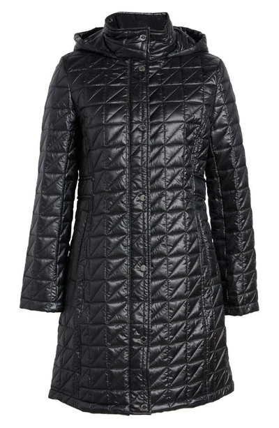 Shop Via Spiga Box Quilt Hooded Coat In Black