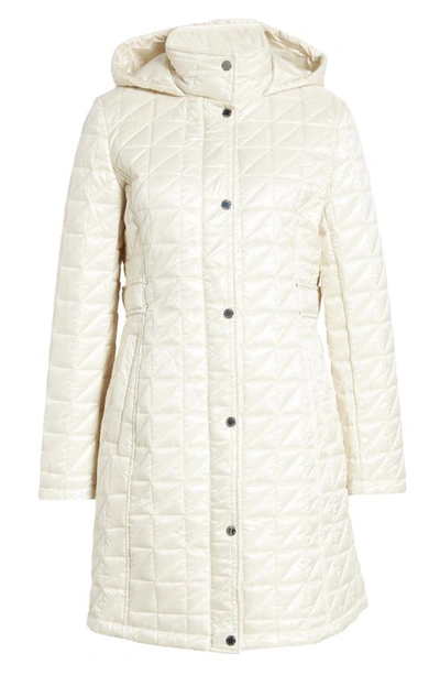 Shop Via Spiga Box Quilt Hooded Coat In Champagne