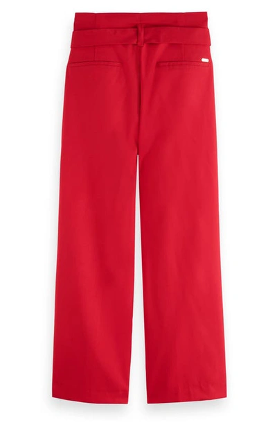 Shop Scotch & Soda Daisy Belted Straight Leg Pants In Lipstick Red