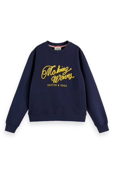 Shop Scotch & Soda Artwork Graphic Sweatshirt In Navy Blue