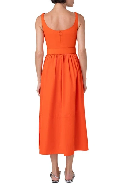 Shop Akris Punto Belted Scoop Neck Midi Dress In Orange