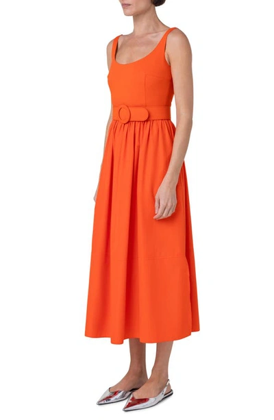 Shop Akris Punto Belted Scoop Neck Midi Dress In Orange